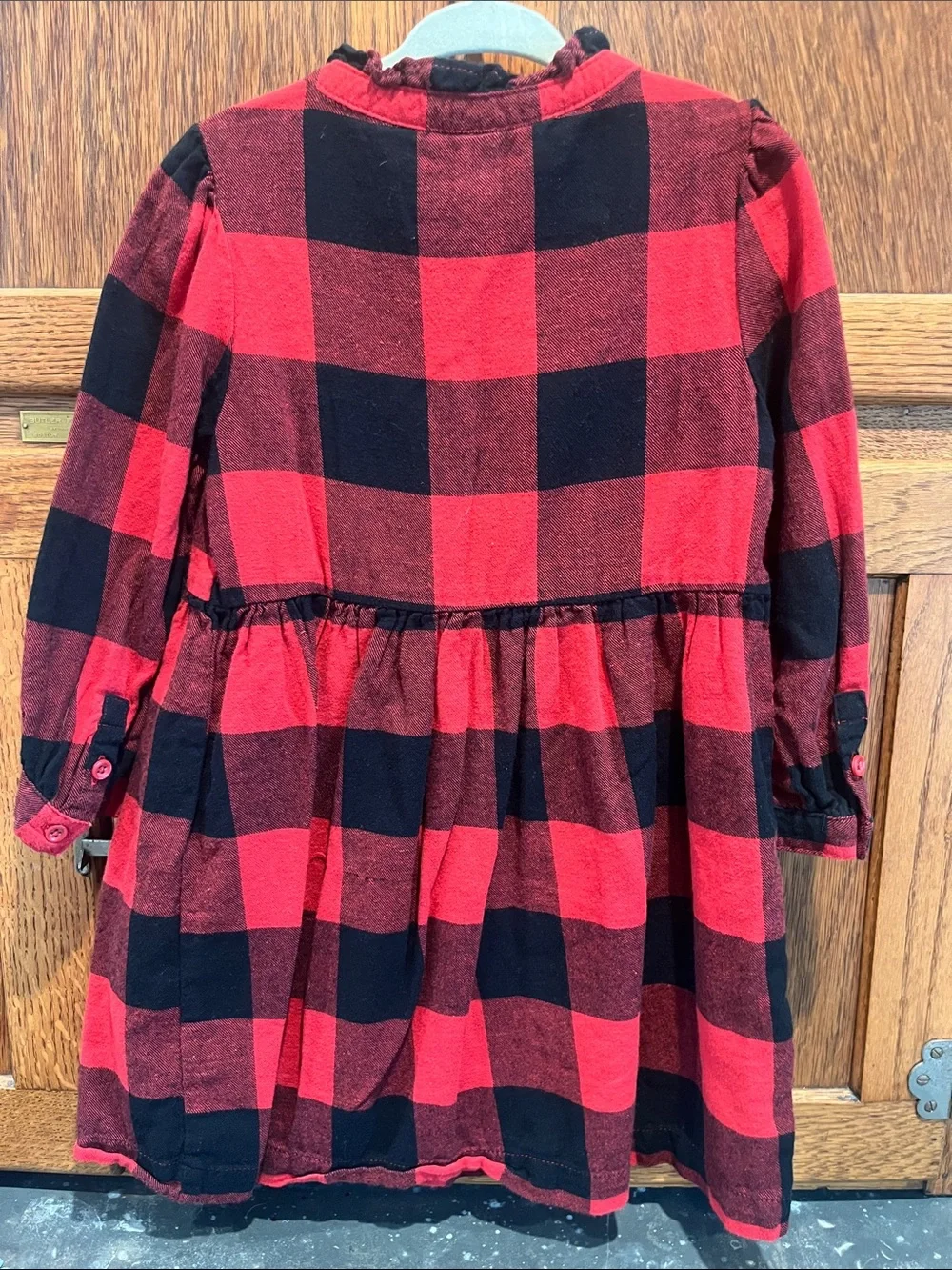 GAP Red and Black Buffalo Plaid Button-Front Dress